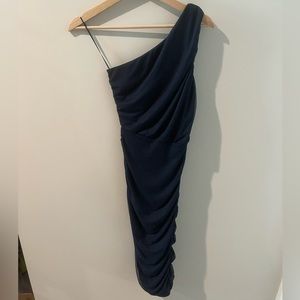 Love By Design Body-Con One Shoulder Navy Dress
